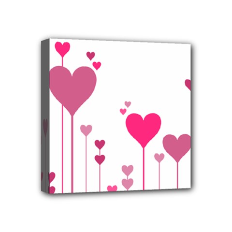 Heart Rosa Love Valentine Pink Mini Canvas 4  X 4  (stretched)