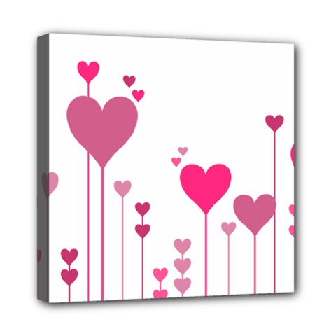 Heart Rosa Love Valentine Pink Mini Canvas 8  X 8  (stretched)