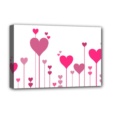 Heart Rosa Love Valentine Pink Deluxe Canvas 18  X 12  (stretched)