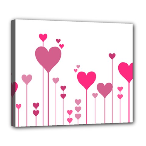 Heart Rosa Love Valentine Pink Deluxe Canvas 24  X 20  (stretched)