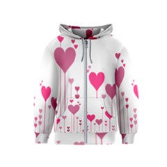 Heart Rosa Love Valentine Pink Kids  Zipper Hoodie by HermanTelo