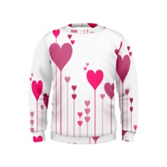 Heart Rosa Love Valentine Pink Kids  Sweatshirt by HermanTelo