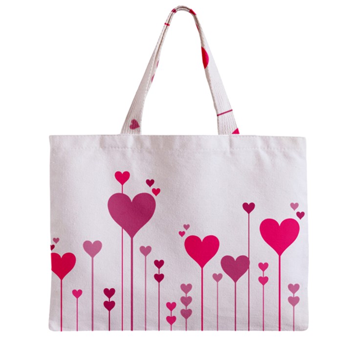 Heart Rosa Love Valentine Pink Zipper Mini Tote Bag