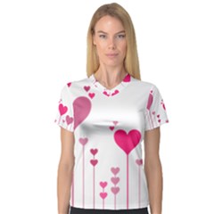 Heart Rosa Love Valentine Pink V-neck Sport Mesh Tee