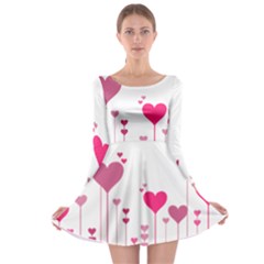 Heart Rosa Love Valentine Pink Long Sleeve Skater Dress by HermanTelo