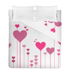 Heart Rosa Love Valentine Pink Duvet Cover Double Side (full/ Double Size) by HermanTelo