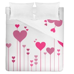 Heart Rosa Love Valentine Pink Duvet Cover Double Side (queen Size) by HermanTelo