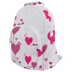 Heart Rosa Love Valentine Pink Rounded Multi Pocket Backpack