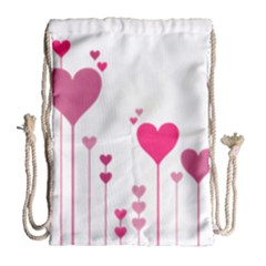 Heart Rosa Love Valentine Pink Drawstring Bag (large)