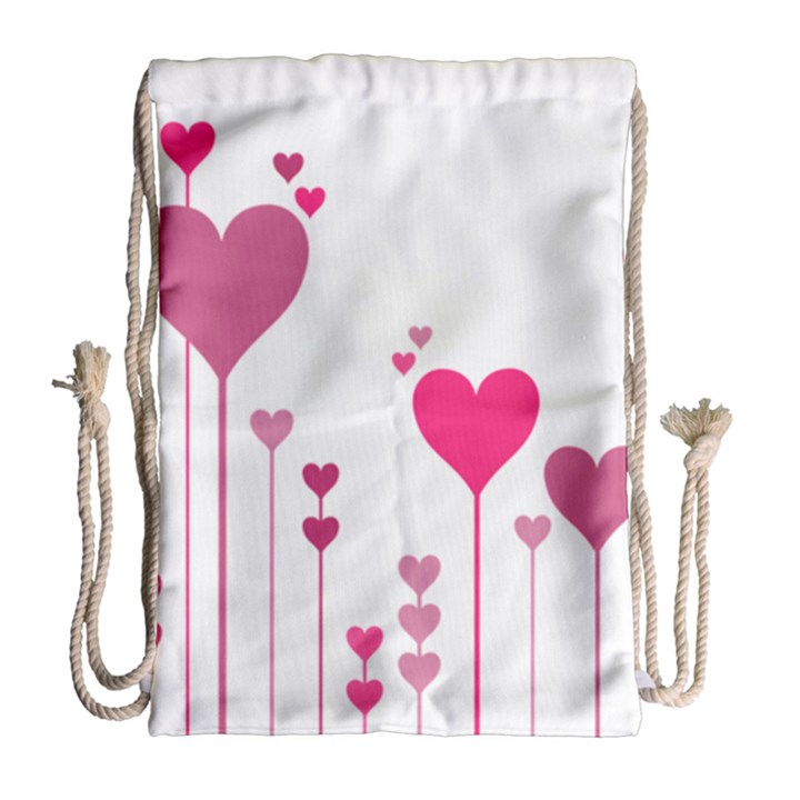 Heart Rosa Love Valentine Pink Drawstring Bag (Large)