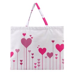 Heart Rosa Love Valentine Pink Zipper Large Tote Bag by HermanTelo