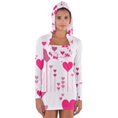 Heart Rosa Love Valentine Pink Long Sleeve Hooded T-shirt by HermanTelo