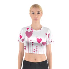 Heart Rosa Love Valentine Pink Cotton Crop Top by HermanTelo