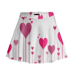 Heart Rosa Love Valentine Pink Mini Flare Skirt