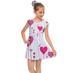 Heart Rosa Love Valentine Pink Kids  Cap Sleeve Dress