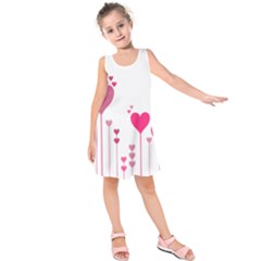 Heart Rosa Love Valentine Pink Kids  Sleeveless Dress