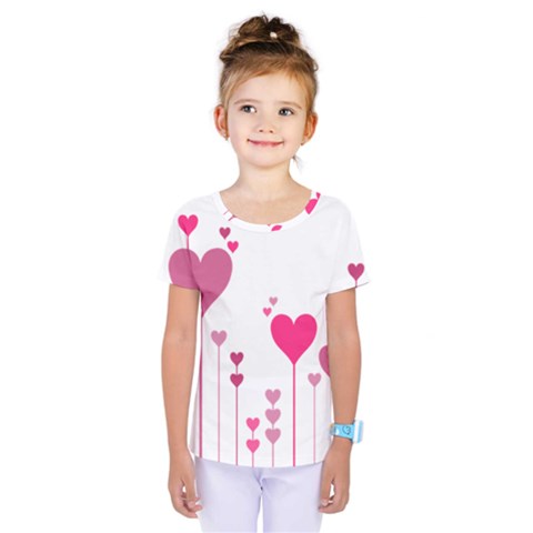 Heart Rosa Love Valentine Pink Kids  One Piece Tee by HermanTelo