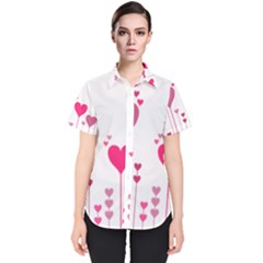 Heart Rosa Love Valentine Pink Women s Short Sleeve Shirt