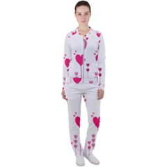 Heart Rosa Love Valentine Pink Casual Jacket And Pants Set