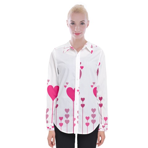 Heart Rosa Love Valentine Pink Womens Long Sleeve Shirt by HermanTelo