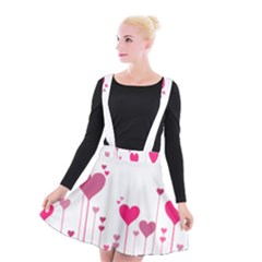 Heart Rosa Love Valentine Pink Suspender Skater Skirt by HermanTelo