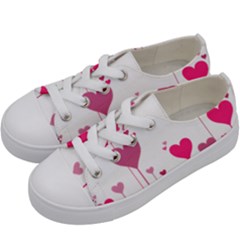 Heart Rosa Love Valentine Pink Kids  Low Top Canvas Sneakers by HermanTelo