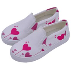 Heart Rosa Love Valentine Pink Kids  Canvas Slip Ons by HermanTelo