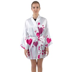 Heart Rosa Love Valentine Pink Long Sleeve Kimono Robe by HermanTelo