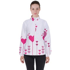 Heart Rosa Love Valentine Pink Women s High Neck Windbreaker