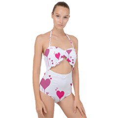 Heart Rosa Love Valentine Pink Scallop Top Cut Out Swimsuit by HermanTelo