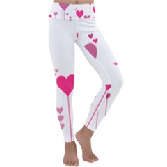 Heart Rosa Love Valentine Pink Kids  Lightweight Velour Classic Yoga Leggings