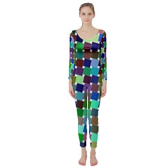 Geometric Background Colorful Long Sleeve Catsuit by HermanTelo