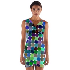 Geometric Background Colorful Wrap Front Bodycon Dress