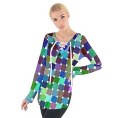 Geometric Background Colorful Tie Up Tee