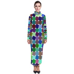 Geometric Background Colorful Turtleneck Maxi Dress