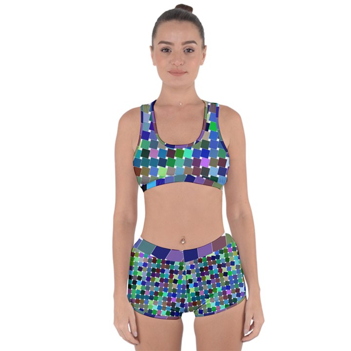 Geometric Background Colorful Racerback Boyleg Bikini Set