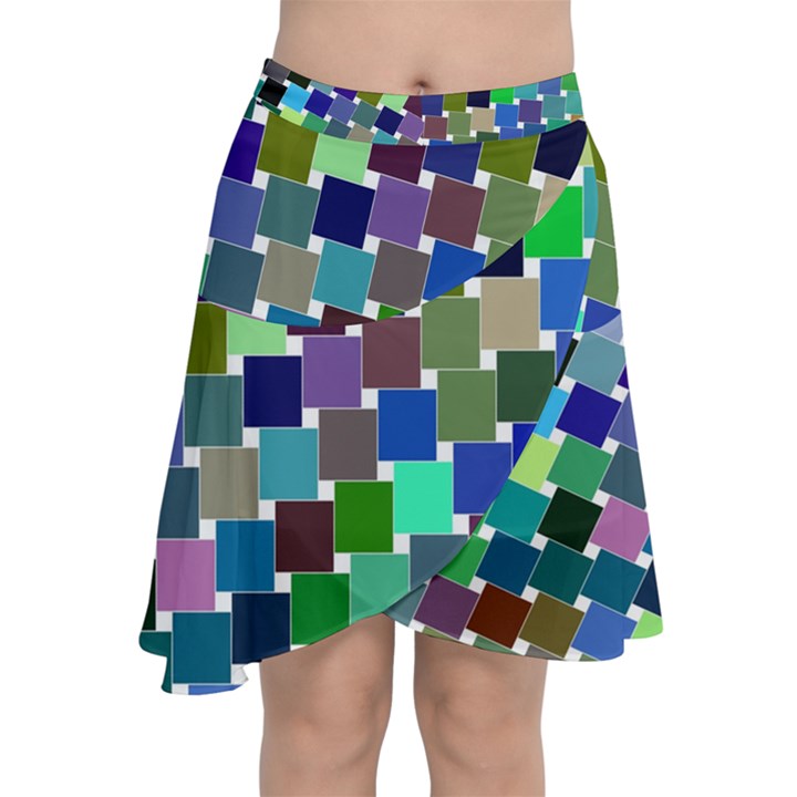 Geometric Background Colorful Chiffon Wrap Front Skirt