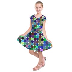 Geometric Background Colorful Kids  Short Sleeve Dress