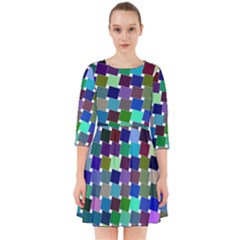 Geometric Background Colorful Smock Dress