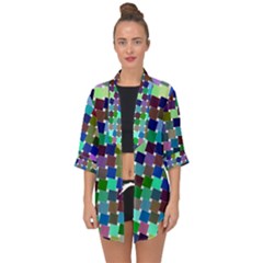 Geometric Background Colorful Open Front Chiffon Kimono