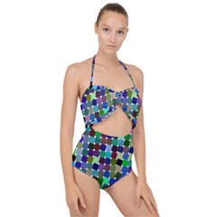 Geometric Background Colorful Scallop Top Cut Out Swimsuit