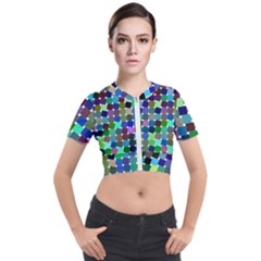 Geometric Background Colorful Short Sleeve Cropped Jacket