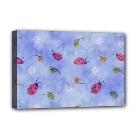 Ladybug Blue Nature Deluxe Canvas 18  X 12  (stretched)