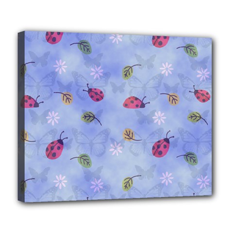 Ladybug Blue Nature Deluxe Canvas 24  X 20  (stretched)