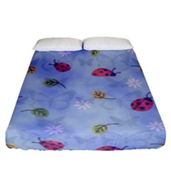 Ladybug Blue Nature Fitted Sheet (queen Size)