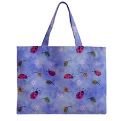 Ladybug Blue Nature Zipper Mini Tote Bag by HermanTelo