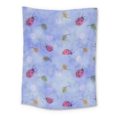 Ladybug Blue Nature Medium Tapestry by HermanTelo