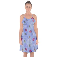 Ladybug Blue Nature Ruffle Detail Chiffon Dress