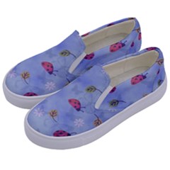 Ladybug Blue Nature Kids  Canvas Slip Ons by HermanTelo