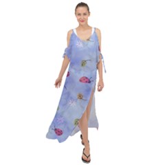 Ladybug Blue Nature Maxi Chiffon Cover Up Dress